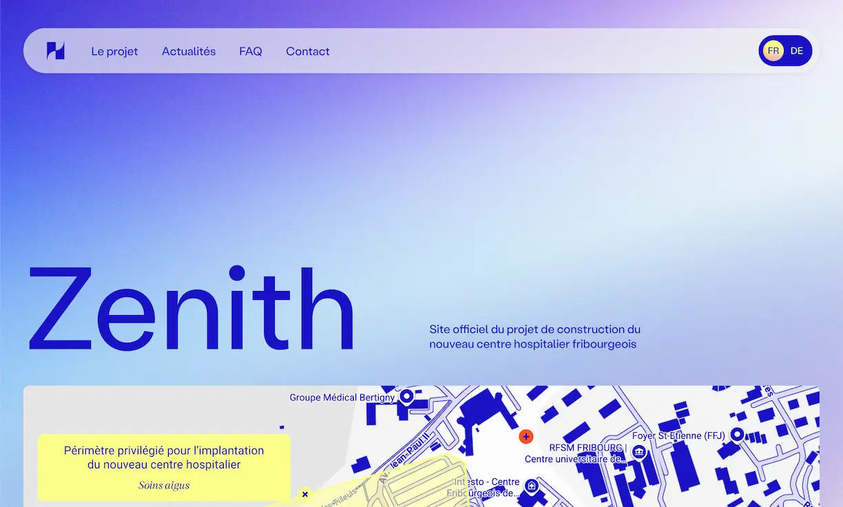 Capture d'écran du site Zenith réalisé par sirup